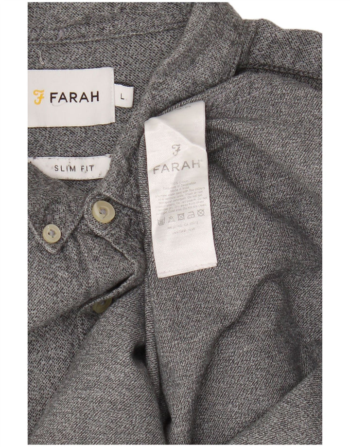 Koszula męska Farah Slim Fit, duża, szara, bawełniana