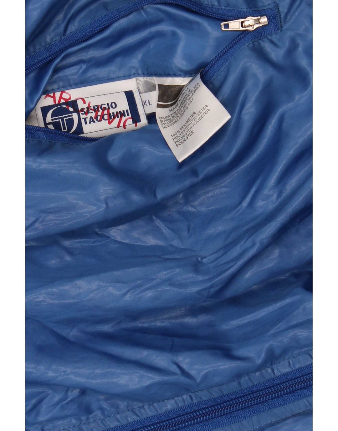 Męska dwustronna kurtka Sergio Tacchini UK 42 XL Niebieski poliester z blokami kolorów