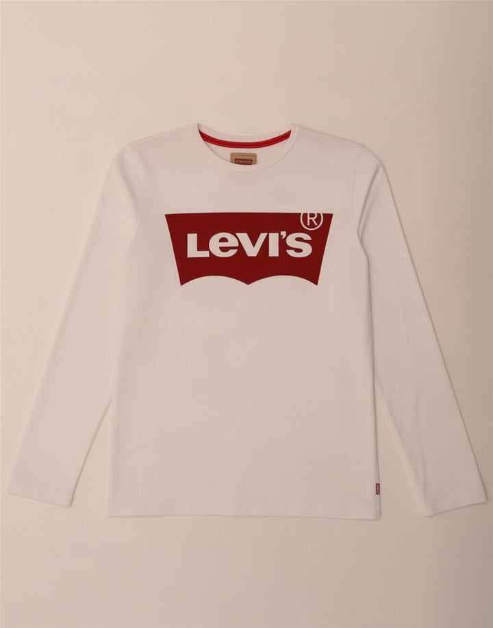 Chłopięcy top z grafiką Levi's z długim rękawem 15-16 lat, biała bawełna