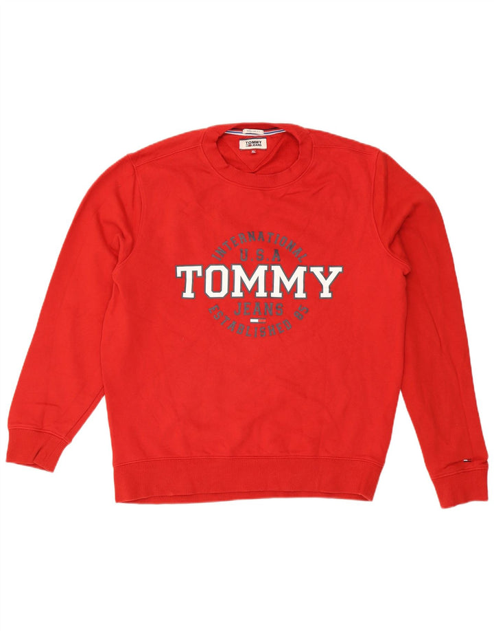 Męska bluza Tommy Hilfiger z grafiką o regularnym kroju, XL, czerwona, bawełniana