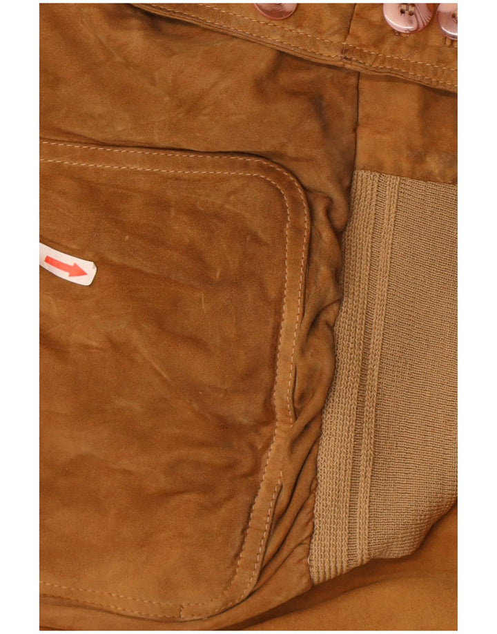 Vintage męska zamszowa kurtka bomber UK 40, duża brązowa