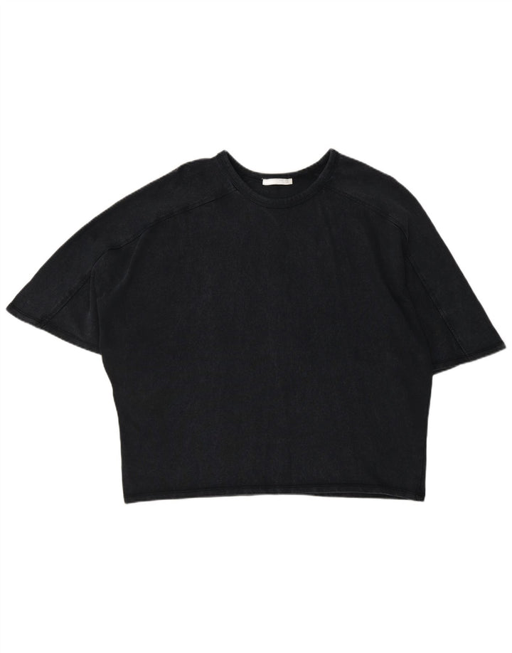 ZARA Womens Oversized T-Shirt Top UK 10 Small Black Cotton