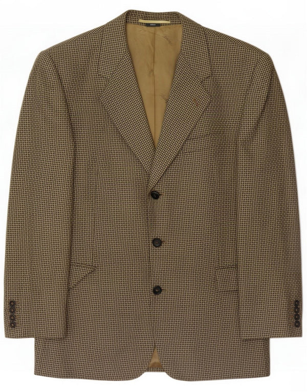 Vintage Męska marynarka zapinana na 3 guziki UK 42 XL Khaki Wełna w pepitkę