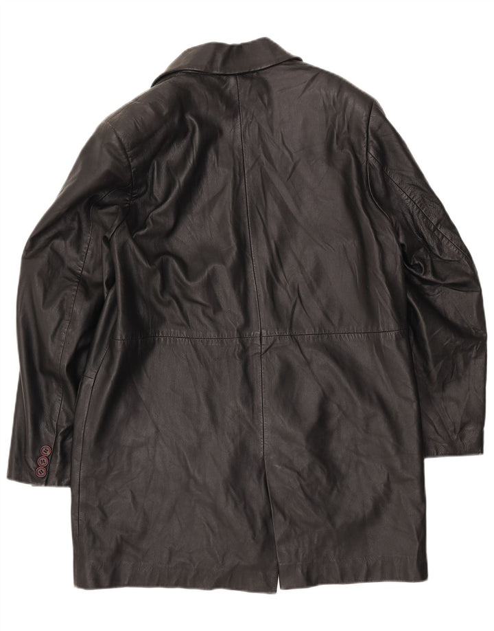 Vintage damski płaszcz skórzany IT 42, średnia czarna skóra