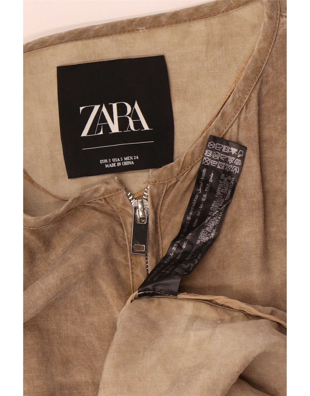 Damska sukienka oversize z długim rękawem Zara UK 10 Small Beżowy Lyocell