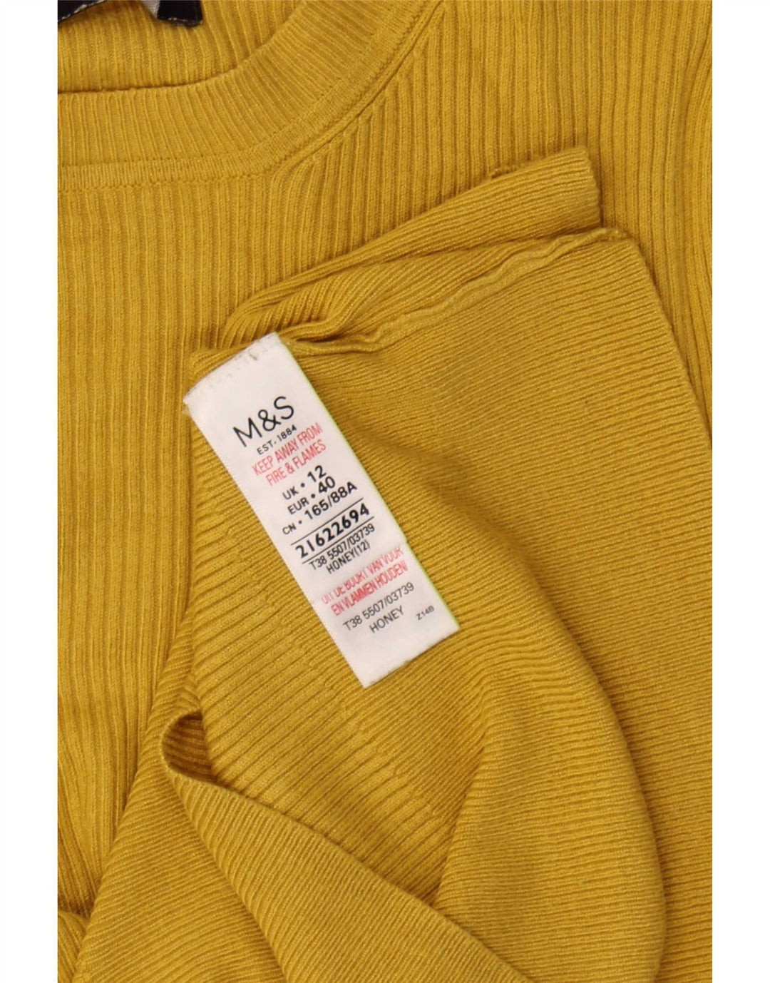 Damski sweter Marks & Spencer z okrągłym dekoltem, UK 12, średni żółty wiskoza