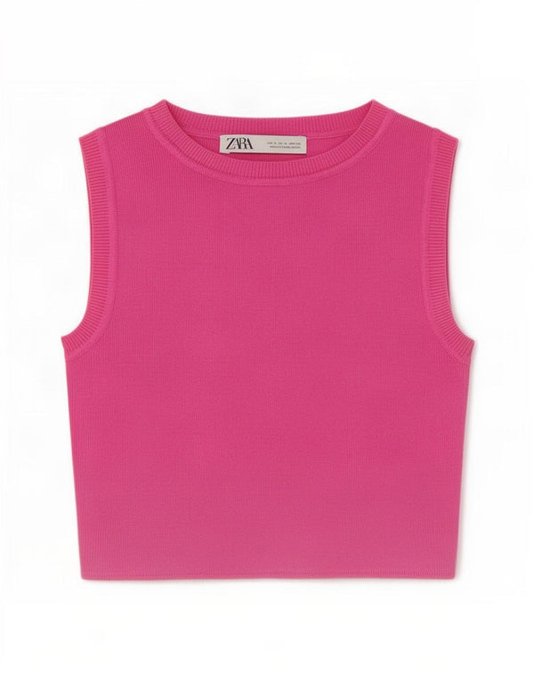 Zara Womens Vest Top UK 10 Small Pink