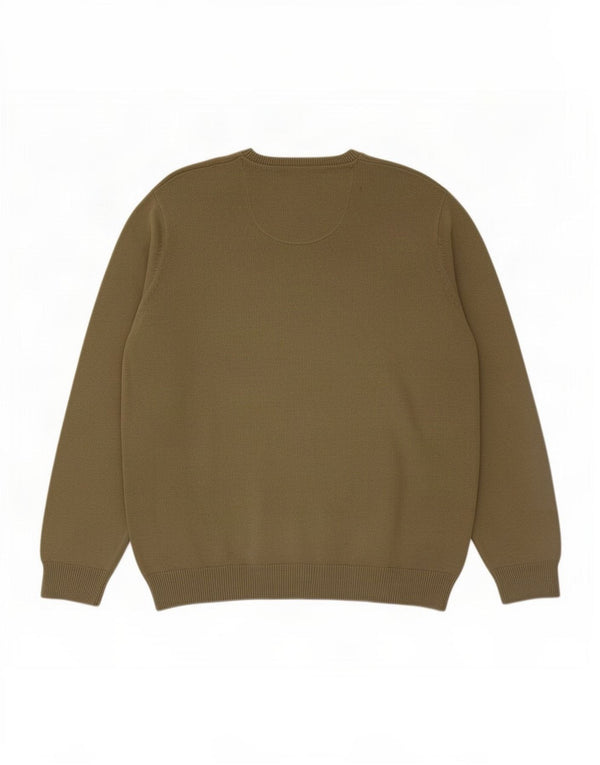Marks & Spencer Mens Blue Harbour V-Neck Jumper Sweater XL Khaki Cotton