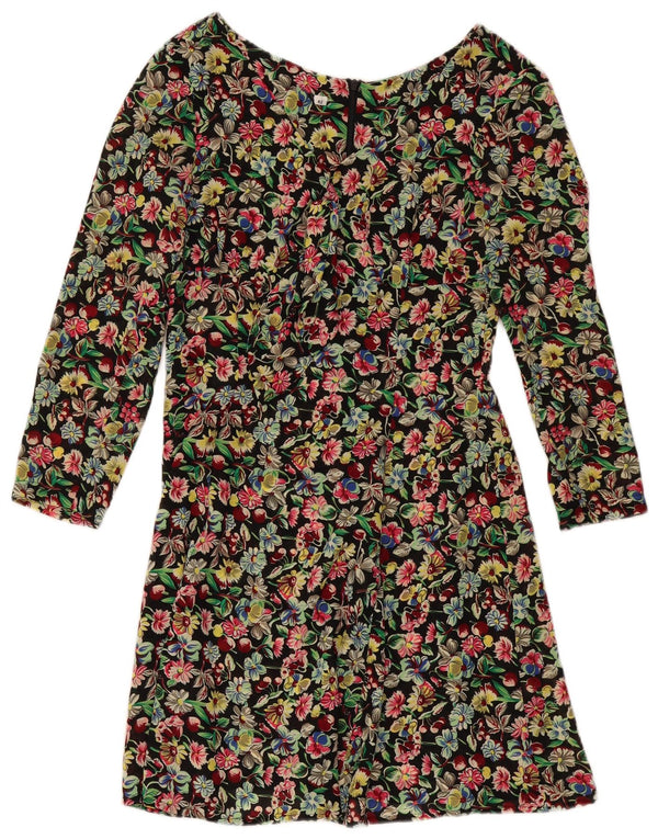 VINTAGE Womens Long Sleeve A-Line Dress IT 42 Medium Multicoloured Floral