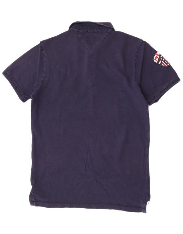 Męska koszulka polo Tommy Hilfiger z grafiką, średnia, granatowa, bawełniana