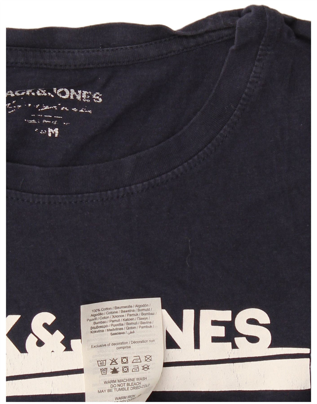 Męska koszulka z grafiką JACK & JONES, średnia, granatowa, bawełniana