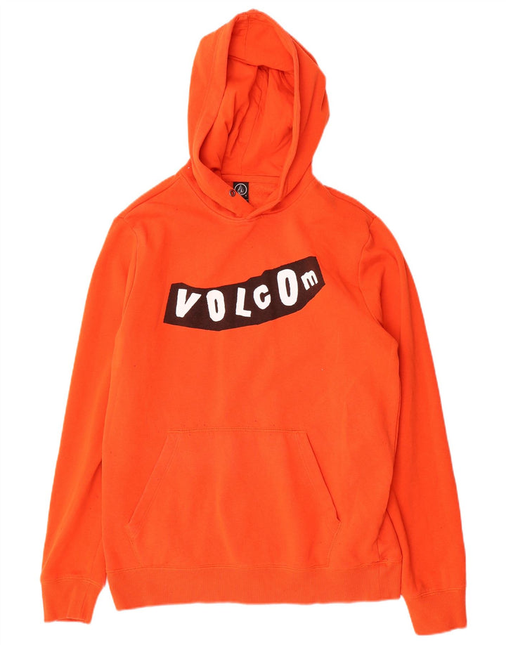 Męski sweter z kapturem i grafiką VOLCOM, mały, pomarańczowy, bawełniany