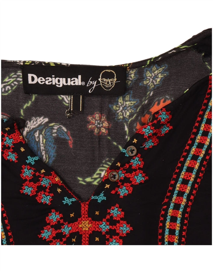 Damski top-tunika Desigual UK 12, średni czarny w kwiaty