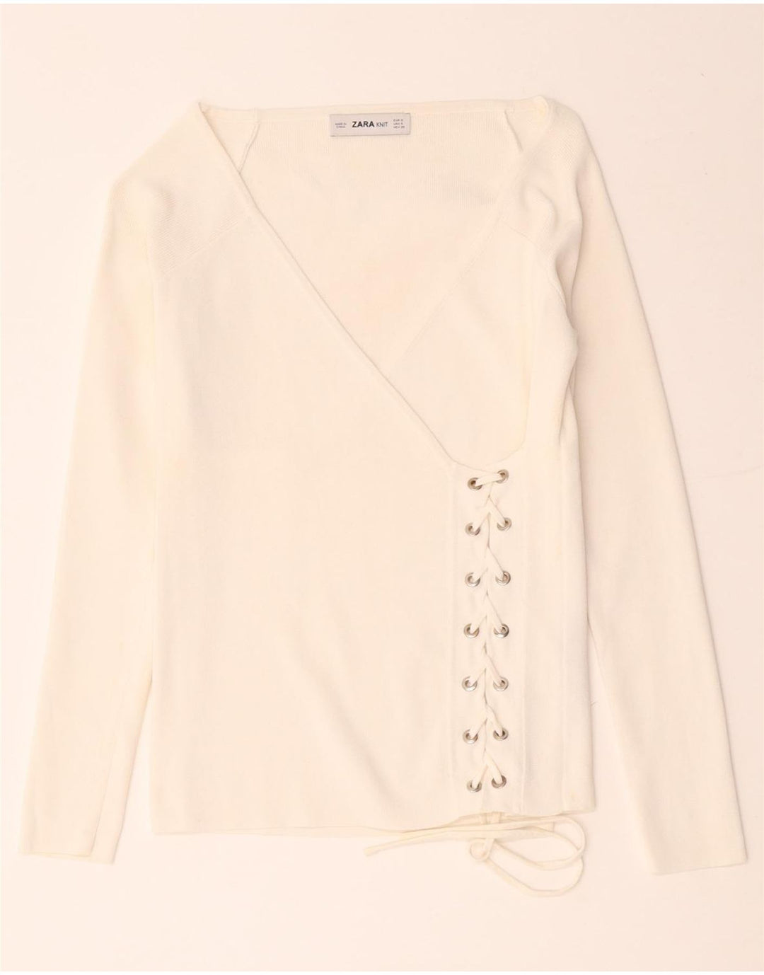 Damska bluzka kopertowa z długim rękawem Zara UK 8 Small White Viscose