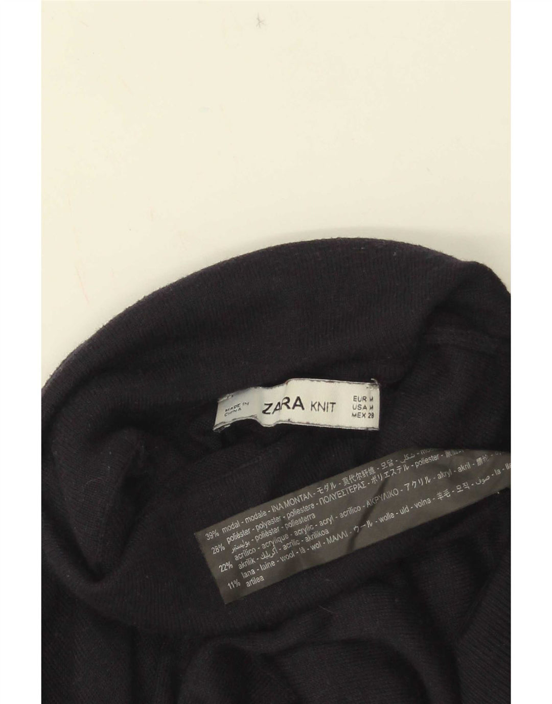 Sweter damski Zara z wywijanym dekoltem UK 12, średni granatowy, modal