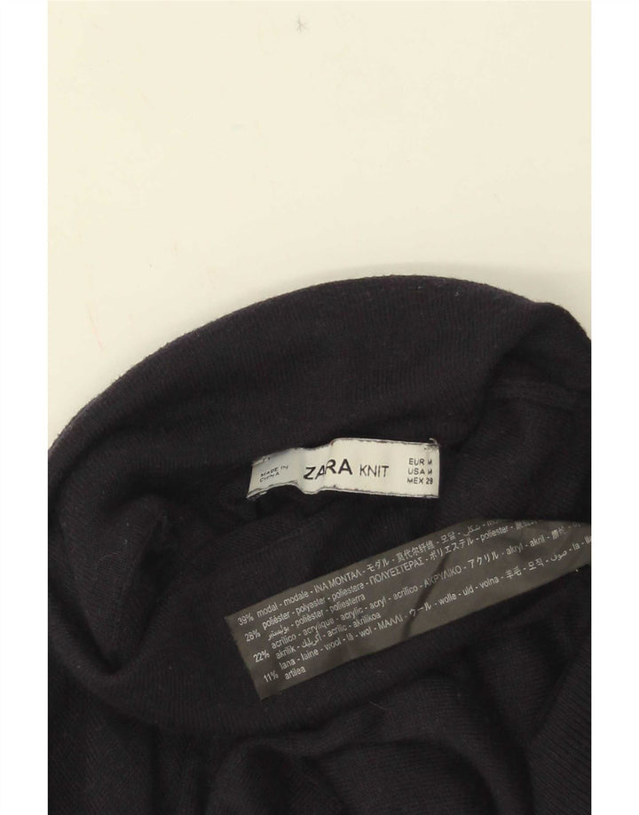 Sweter damski Zara z wywijanym dekoltem UK 12, średni granatowy, modal