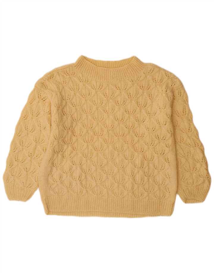 Sweter damski VINTAGE z golfem UK 14, duży, beżowy