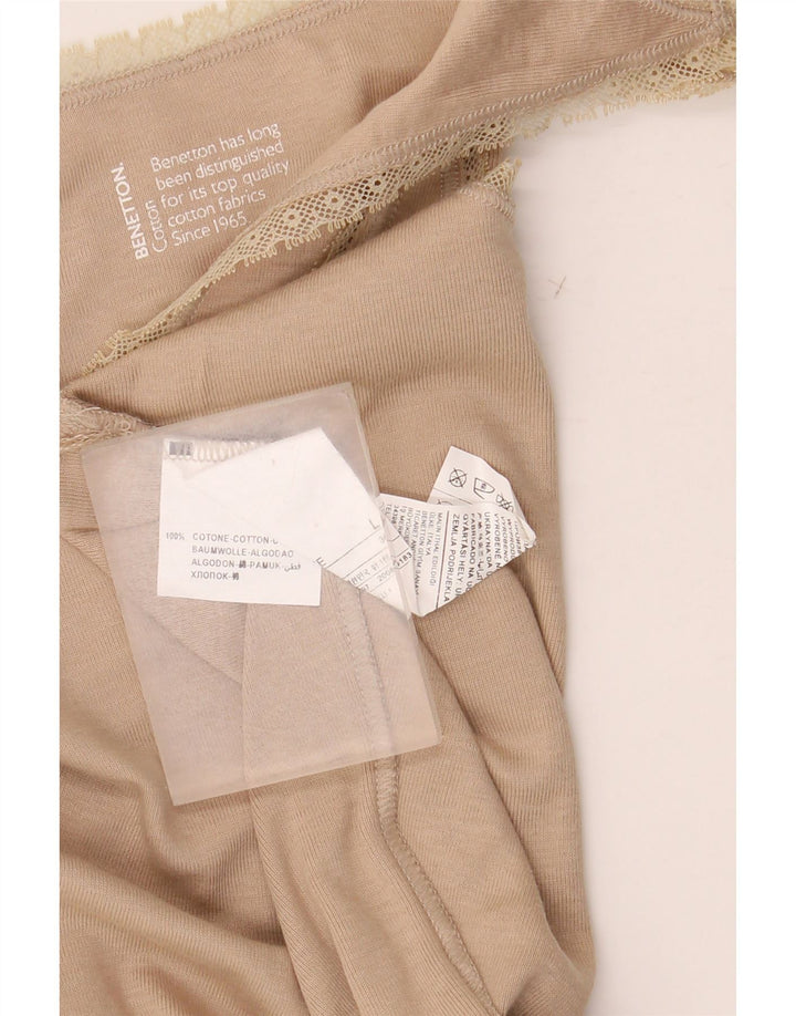 Damski top na ramiączkach BENETTON UK 14, duży, beżowy, z bawełny w kwiaty