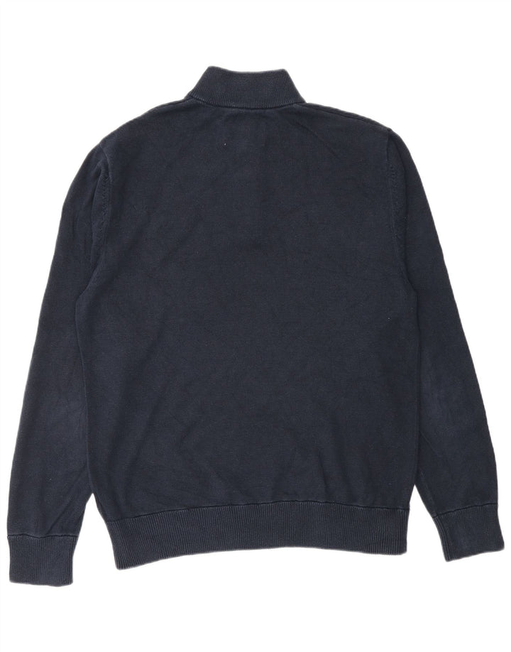 Jack Wills Męski sweter z zamkiem błyskawicznym, duży, granatowy, bawełniany