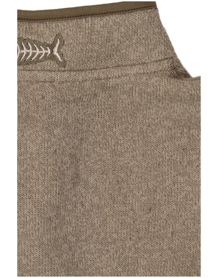 Weird Fish Męski sweter z zamkiem błyskawicznym, duży, poliestrowy khaki