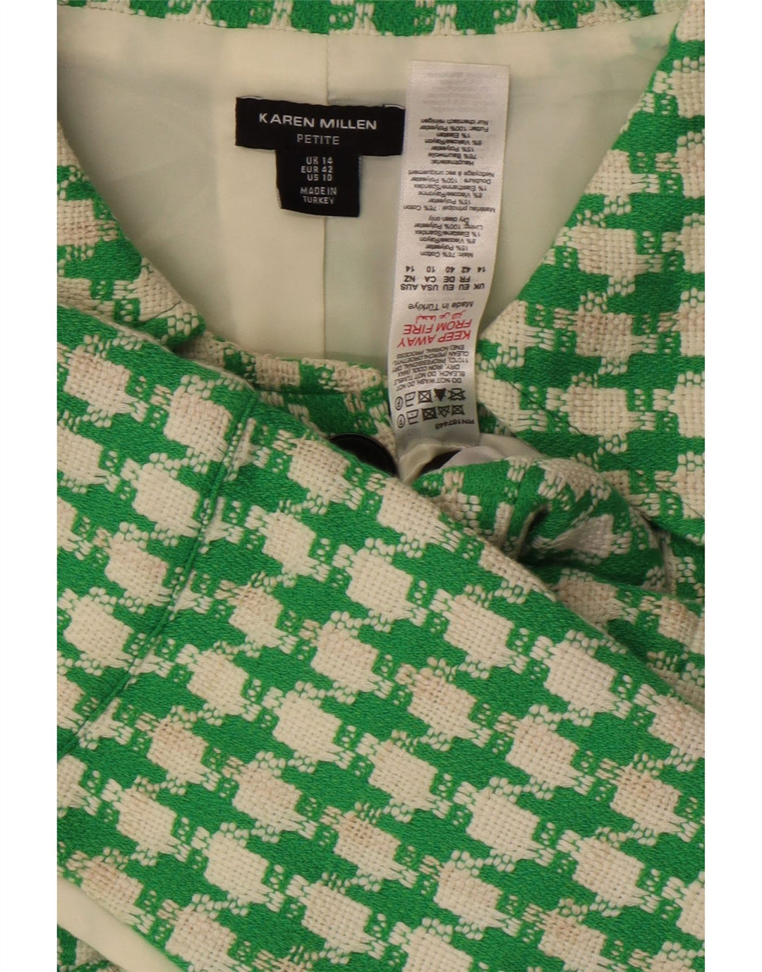 Karen Millen Bolero damskie UK 14, duże, zielone, bawełniane w pepitkę