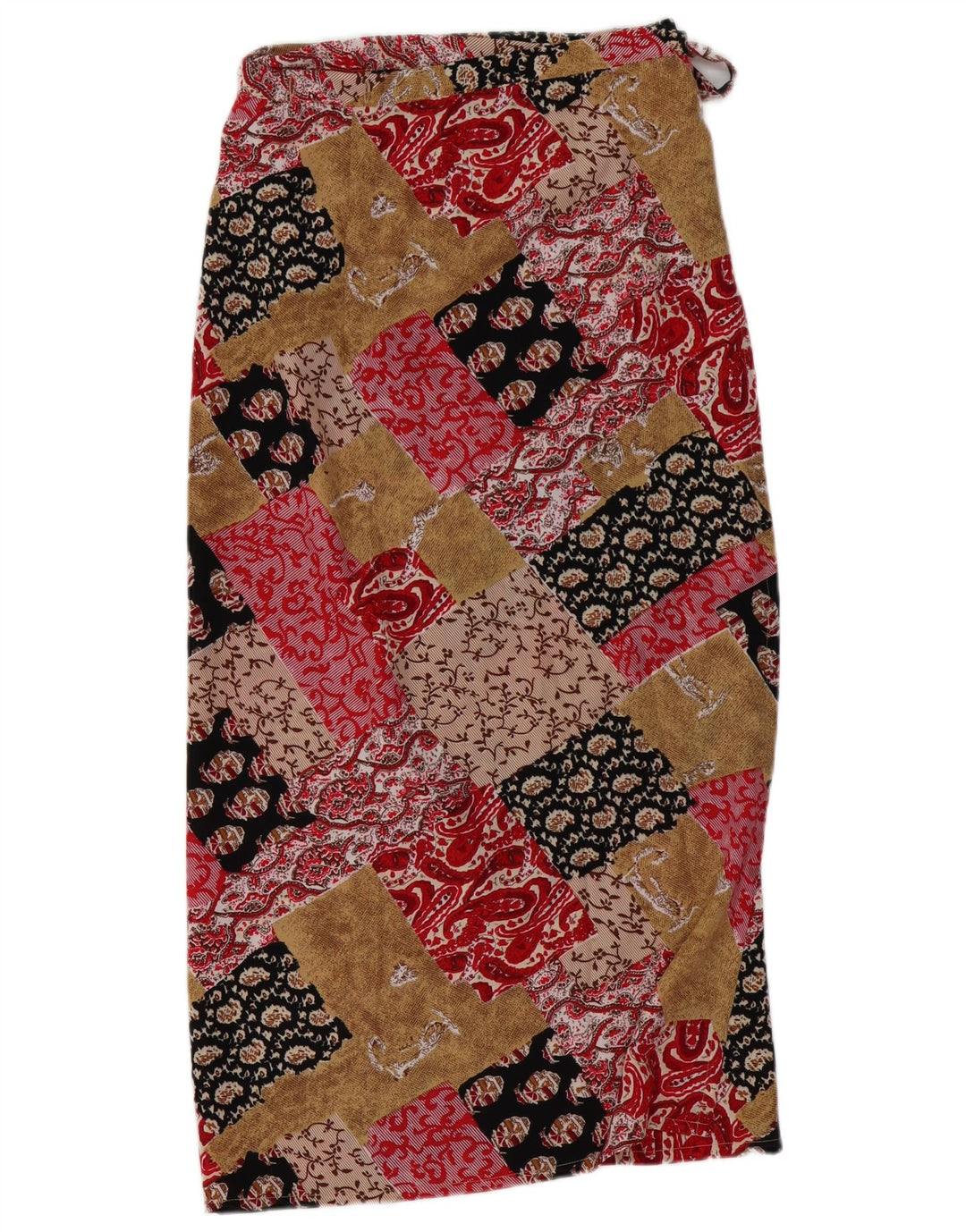 Damska kopertowa spódnica maxi VINTAGE W30 Średnia wielobarwna patchworkowa wiskoza