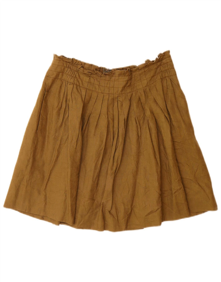 Damska rozkloszowana spódnica J. Crew US 2 XS W26 khaki lniana