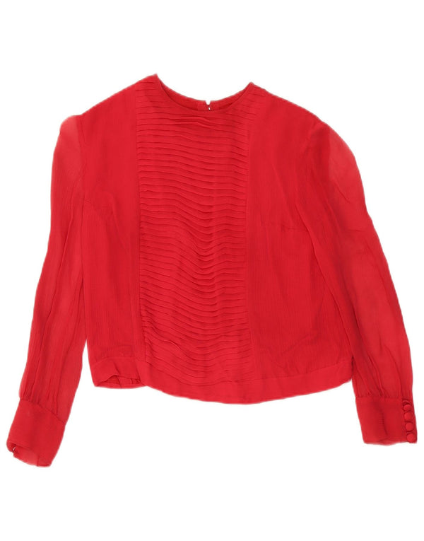 Krótka bluzka damska w stylu vintage z rękawem 3/4 UK 10 Small Red