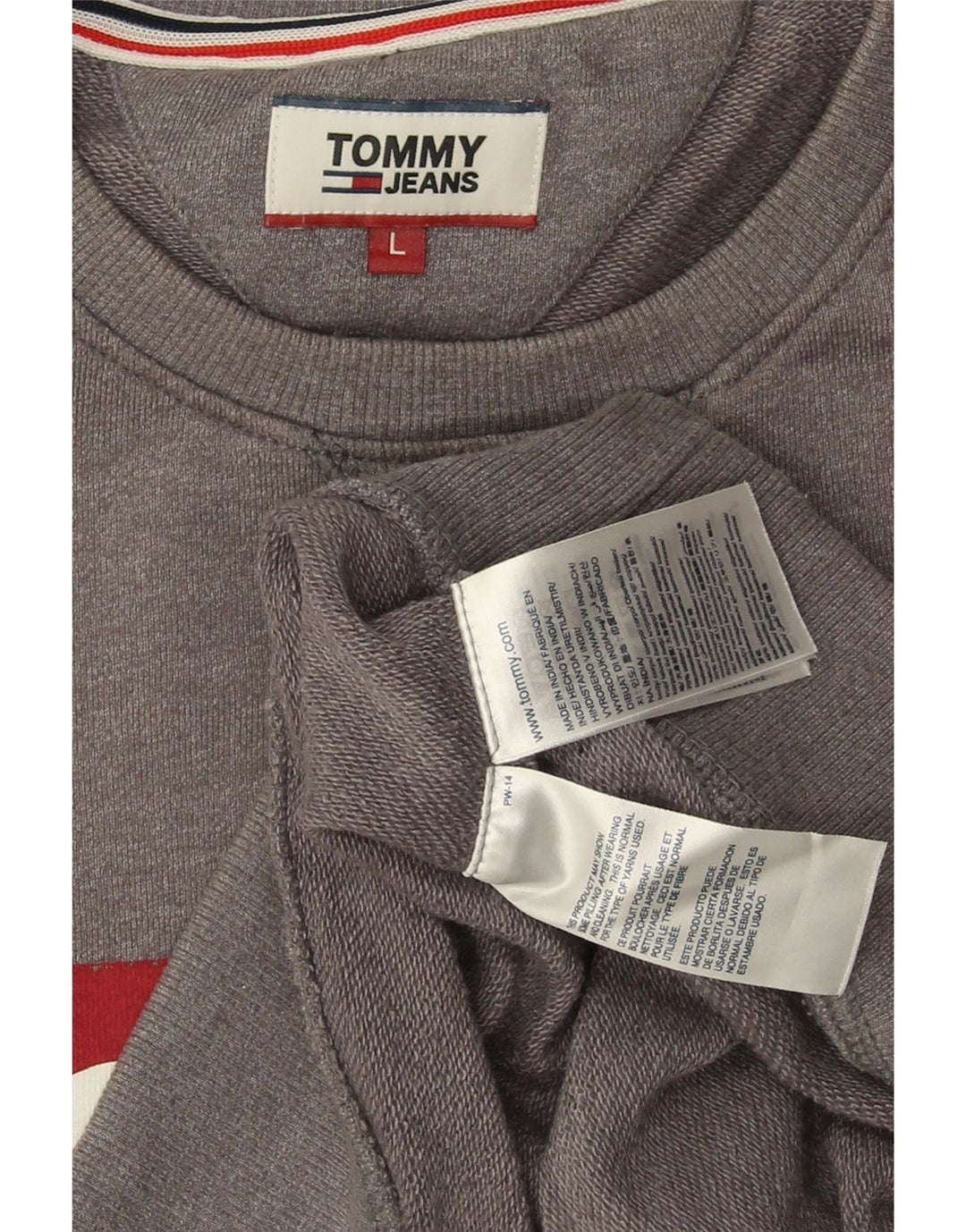 Męska bluza z grafiką TOMMY HILFIGER, duża, szara, bawełniana