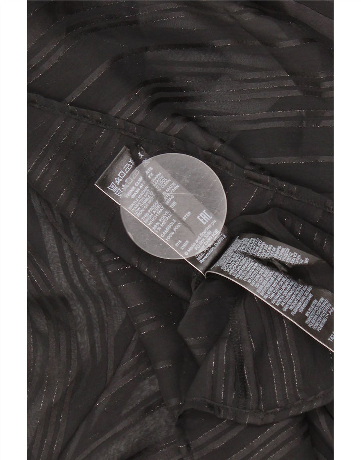 Marks & Spencer Damski oversize'owy top z długim rękawem, prześwitujący, UK 6 XS, czarny