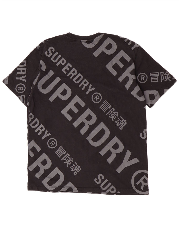 Męski T-shirt z grafiką Superdry, bawełniany, średni czarny