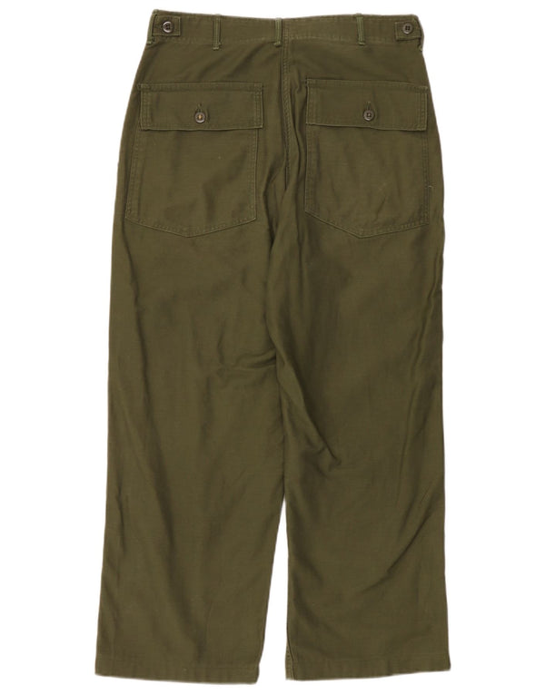 Męskie spodnie casual z szerokimi nogawkami w stylu vintage, średnie W32 L26, bawełna khaki