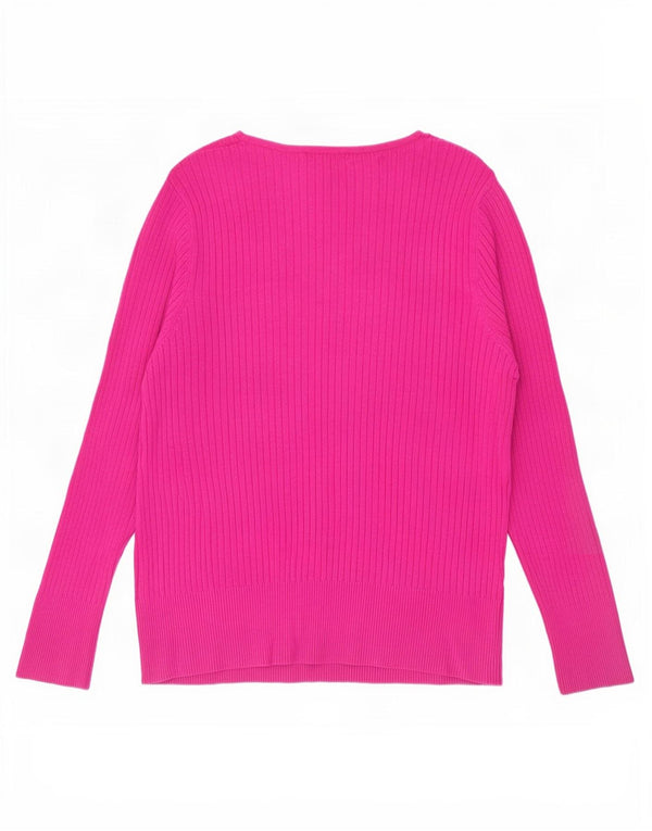 Marks & Spencer Damski sweter z dekoltem w kształcie litery V, UK 22 3XL, różowy, wiskoza