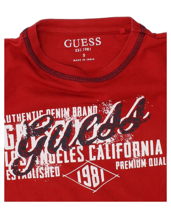 GUESS Boys Graphic Top Long Sleeve 4-5 Years Red Vintage Guess and Second-Hand Guess from Messina Hembry 