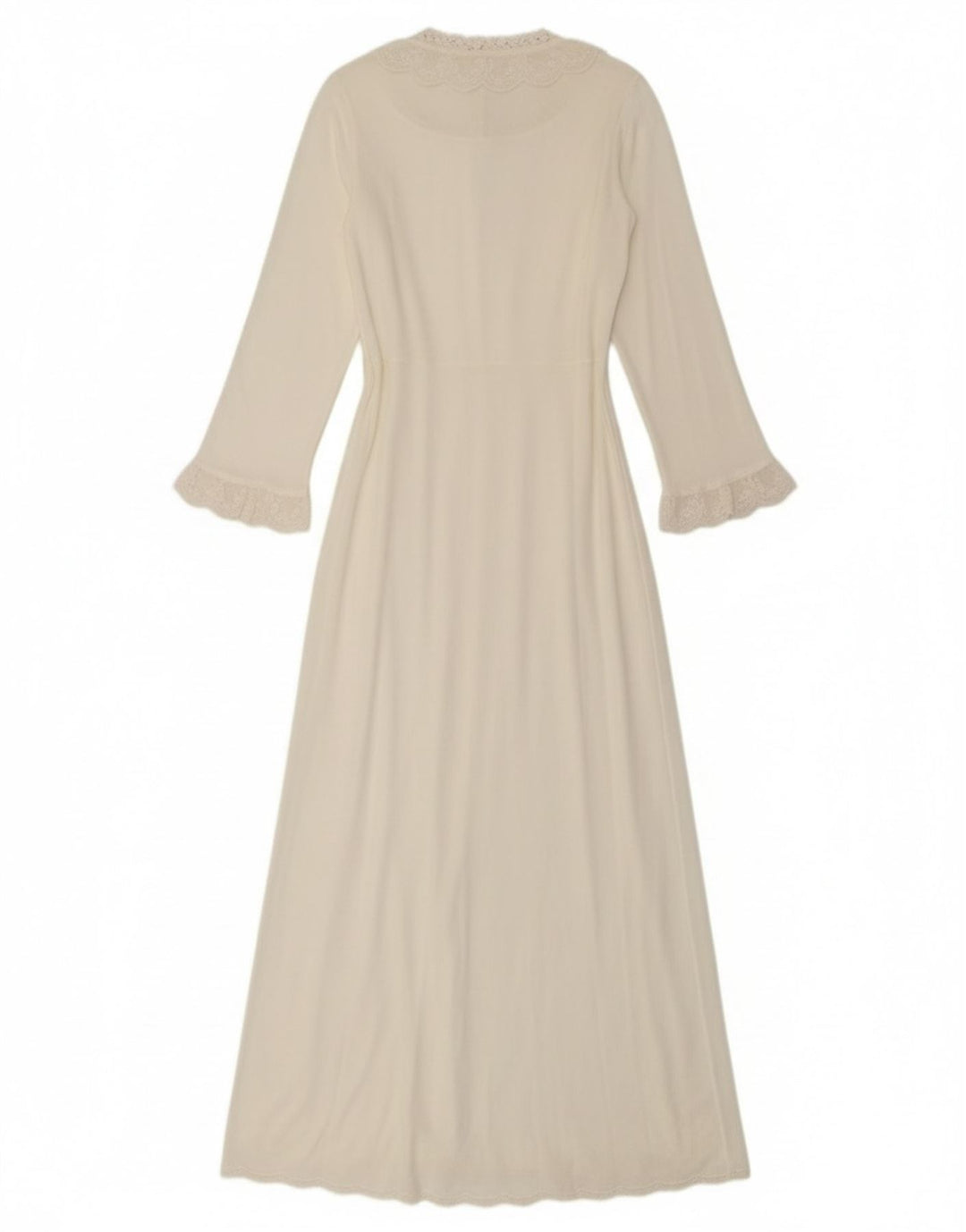 Damska sukienka maxi z długim rękawem w stylu vintage, UK 10, mała, biała