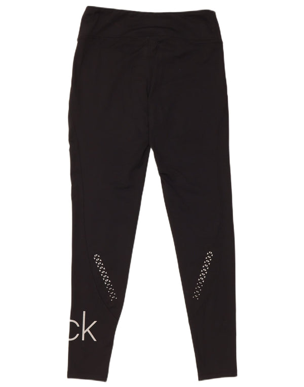 Damskie legginsy golfowe Calvin Klein z grafiką UK 10, małe, czarne, poliestrowe