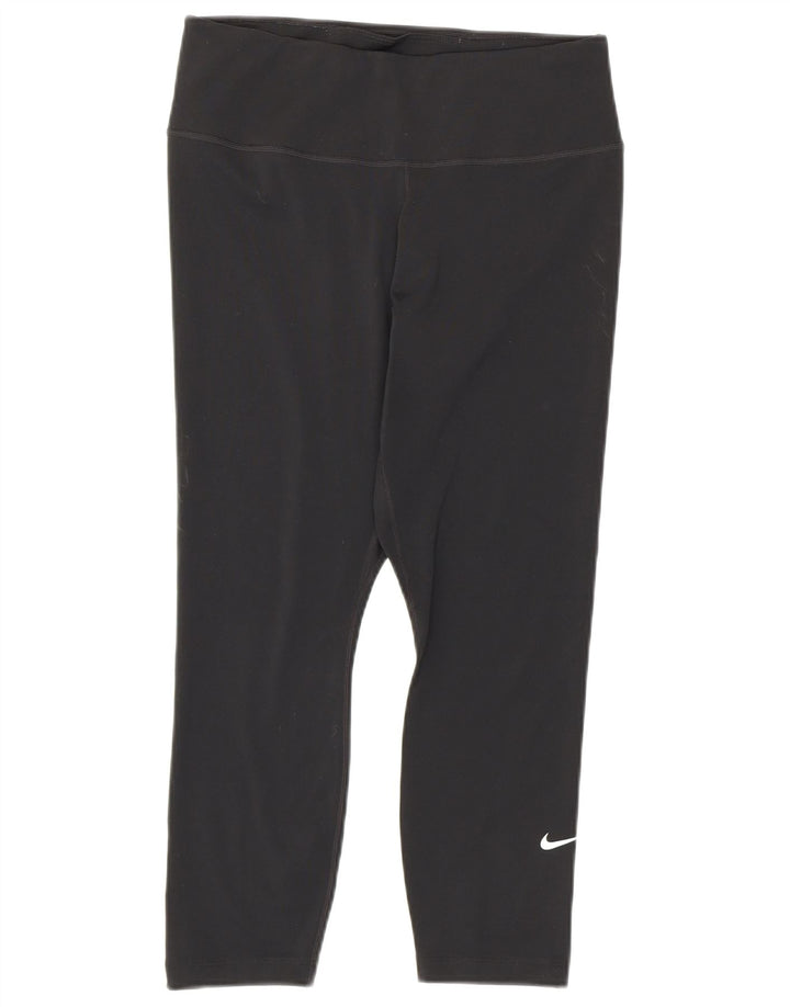 Damskie legginsy Nike Dri Fit Capri UK 12, średni czarny poliester