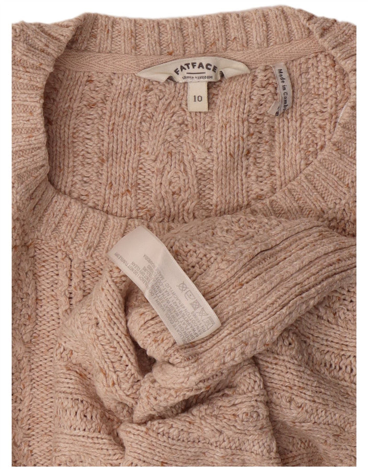 Sweter damski Fat Face z okrągłym dekoltem UK 10, mały, beżowy, bawełniany klasyczny