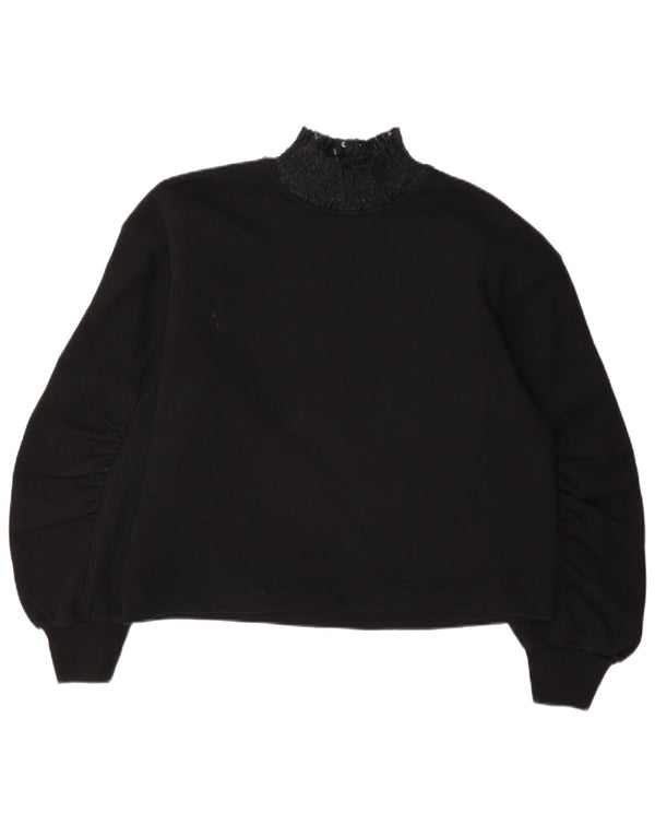 Damska bluzka oversize z długim rękawem Zara Top UK 10, mała, czarna bawełna