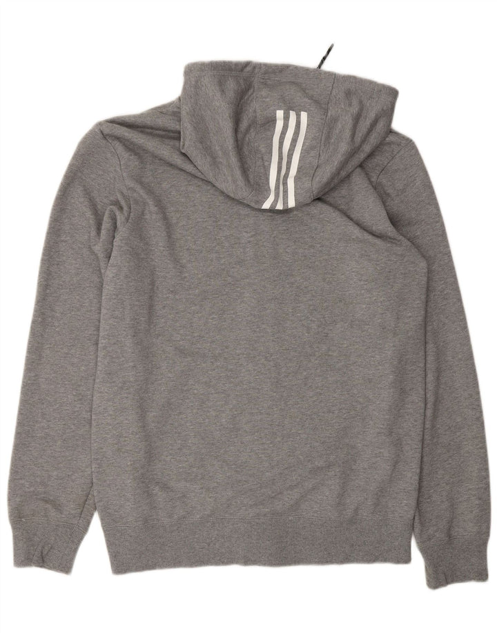 ADIDAS Mens Climalite Graphic Zip Hoodie Sweater Medium Grey Cotton