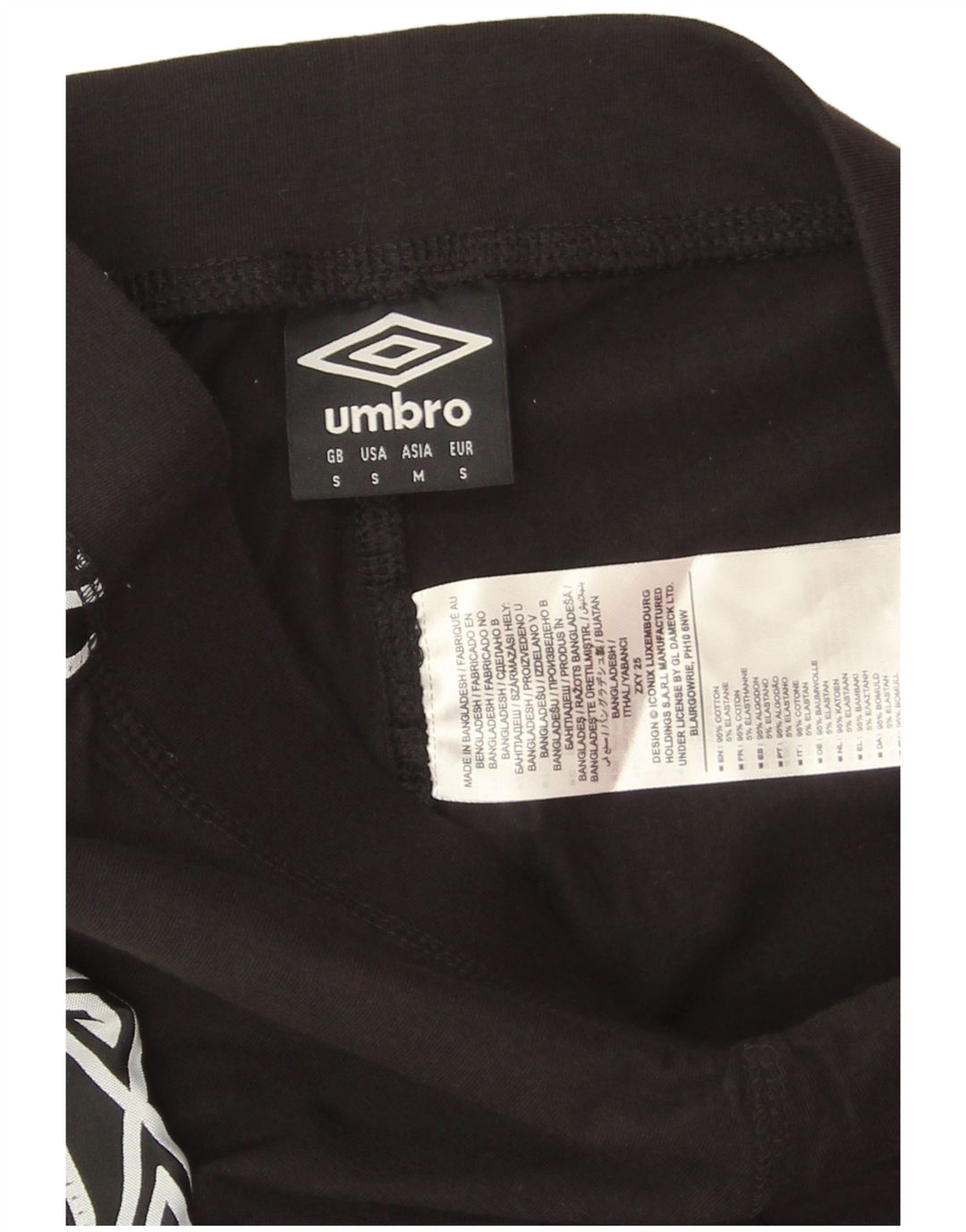 Damskie legginsy graficzne Umbro UK 10, małe, czarne, bawełniane