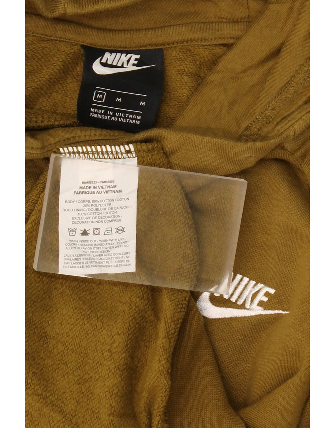 NIKE Womens Hoodie Jumper UK 14 Medium Khaki Cotton Vintage Nike and Second-Hand Nike from Messina Hembry 