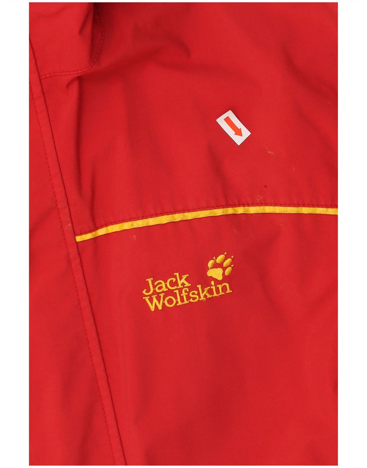 JACK WOLFSKIN Chłopięca kurtka przeciwdeszczowa z kapturem i grafiką, 13-14 lat, czerwona, poliamid