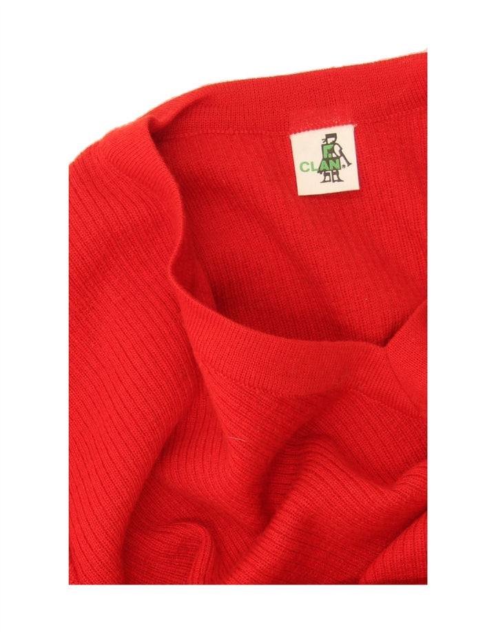 VINTAGE Womens V-Neck Jumper Sweater UK 14 Medium Red Vintage Vintage and Second-Hand Vintage from Messina Hembry 