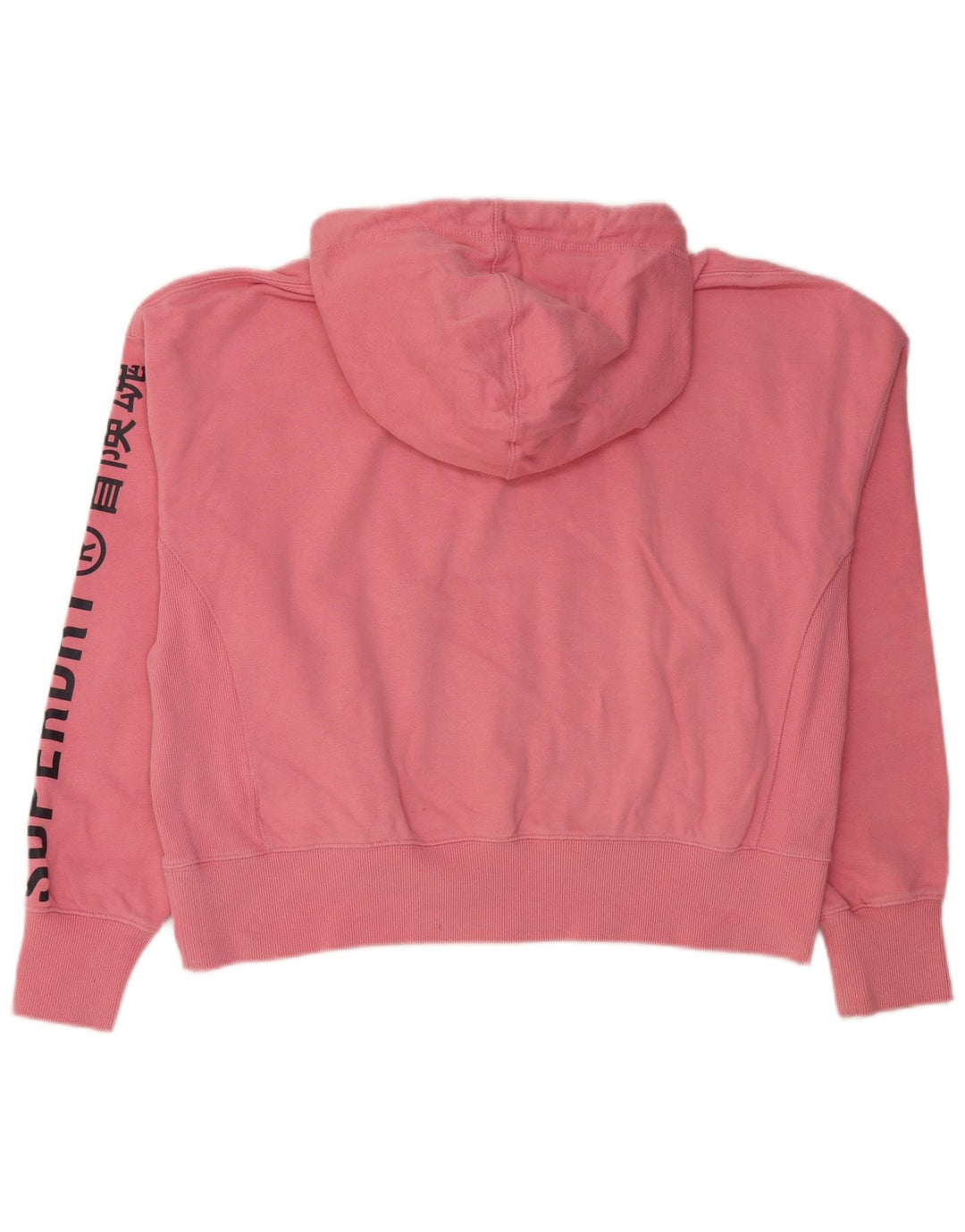 SUPERDRY Damski sweter oversize z kapturem z grafiką Crop UK 16, duży, różowy