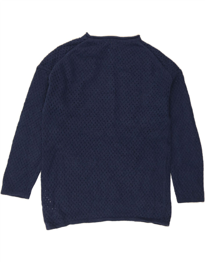 MASSIMO DUTTI Womens Boat Neck Jumper Sweater UK 14 Medium Navy Blue Wool Vintage Massimo Dutti and Second-Hand Massimo Dutti from Messina Hembry 