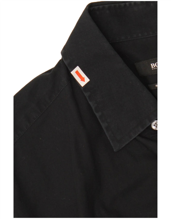 Męska koszula o regularnym kroju HUGO BOSS, rozmiar 16 1/2 42, duża czarna