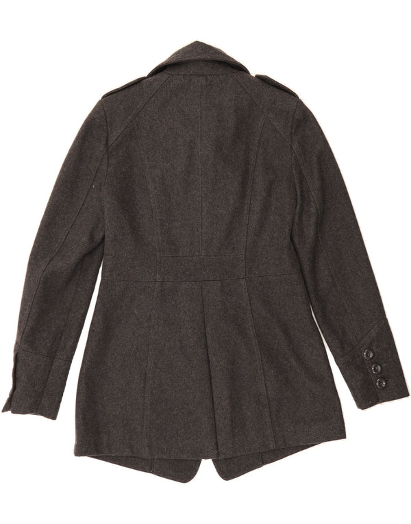 PEPE JEANS Womens Pea Coat UK 10 Small Grey Wool