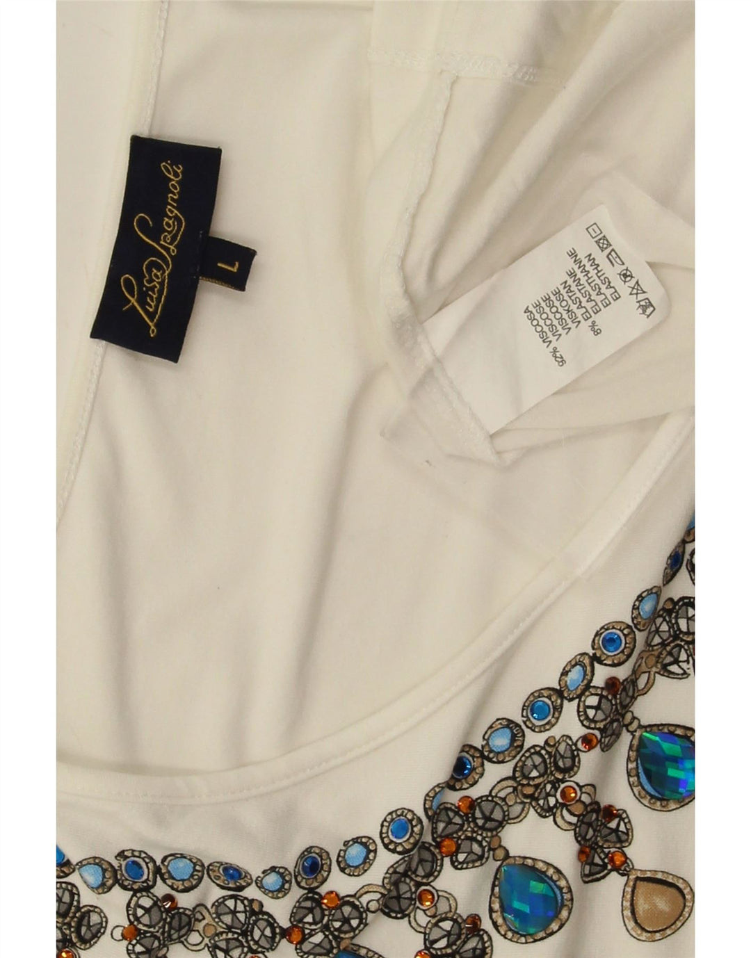 Bluzka damska Luisa Spagnoli Top UK 14 Large Biała Wiskoza