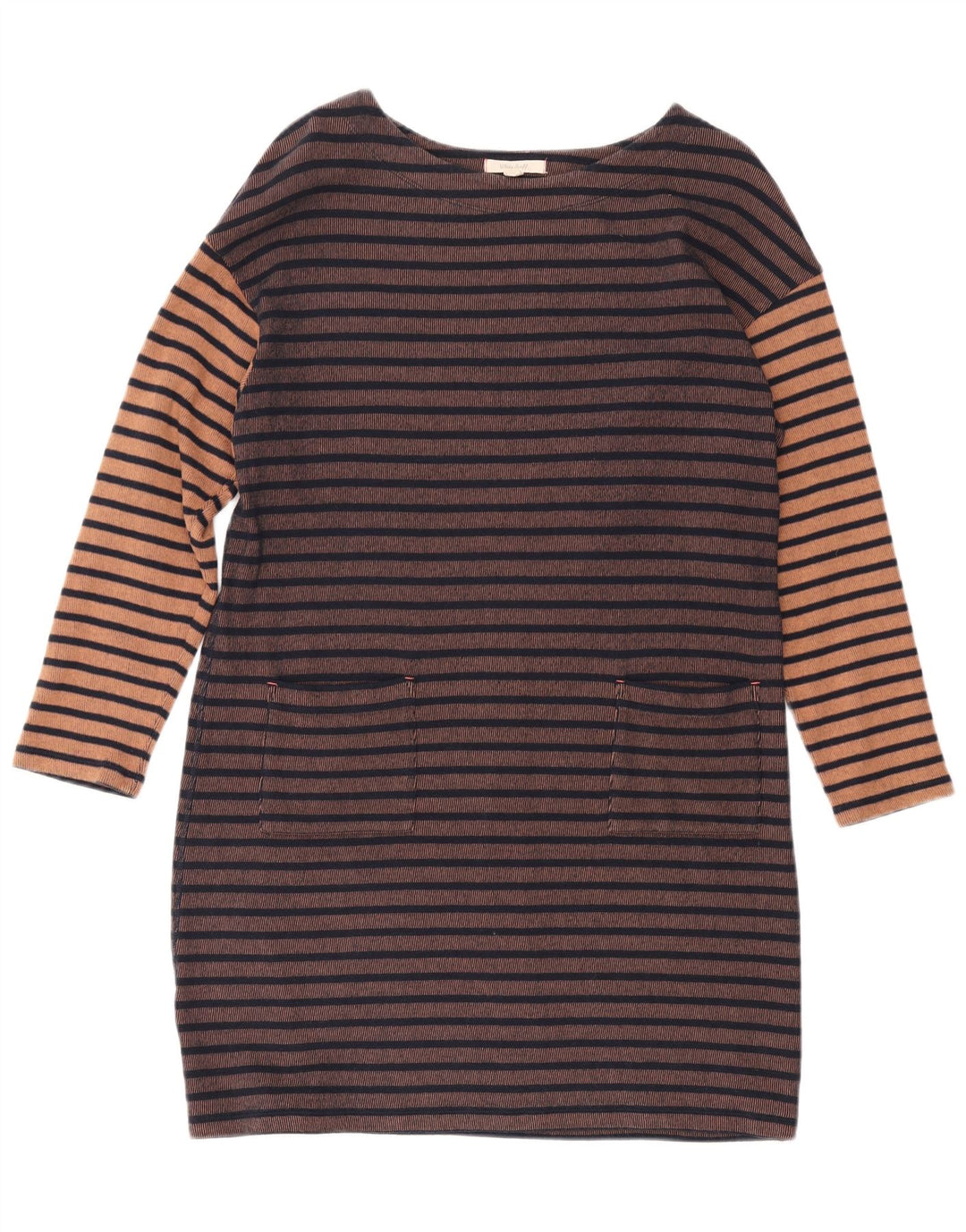 WHITE STUFF Damska sukienka płaszczowa z długim rękawem UK 14, duże brązowe paski